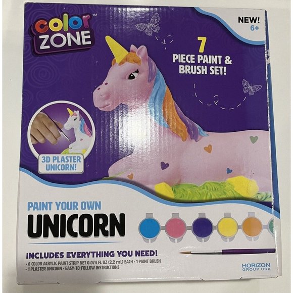 Paint Your Own Unicorn Craft Kit - 3D Plaster Unicorn Age 6+ Color Zone New!!! - Picture 1 of 3